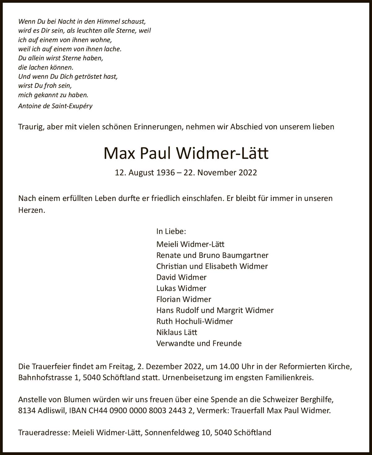 Max Paul Widmer-Lätt 1936 | Der Landanzeiger